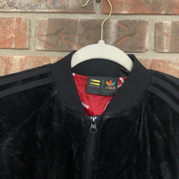 Adidas Pharrell Williams Collab Black Medium Velour Women's HU Track Jacket EUC - Picture 6 of 15